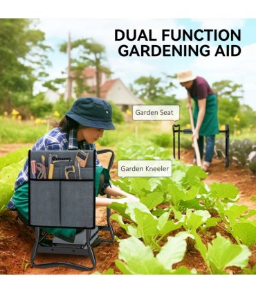 Outsunny Garden Kneeler Foldable Seat Bench EVA Foam Pad with Tool Bag Pouch