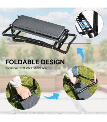 Outsunny Garden Kneeler Foldable Seat Bench EVA Foam Pad with Tool Bag Pouch