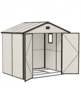 Outsunny 8 x 6ft Garden Shed Storage w/ Foundation Kit, Vents, Cream White