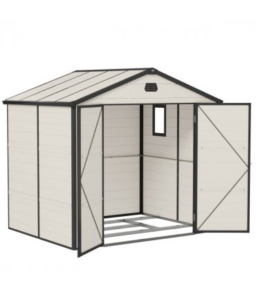 Outsunny 8 x 6ft Garden Shed Storage w/ Foundation Kit, Vents, Cream White