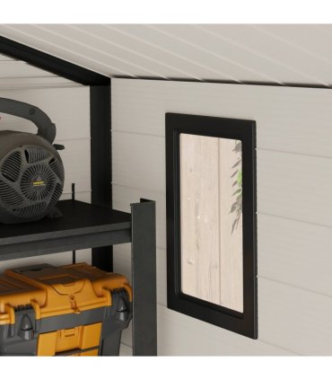 Outsunny 8 x 6ft Garden Shed Storage w/ Foundation Kit, Vents, Cream White