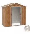 Outsunny 6.5x3.5ft Metal Garden Shed for Garden, Brown Wood Effect