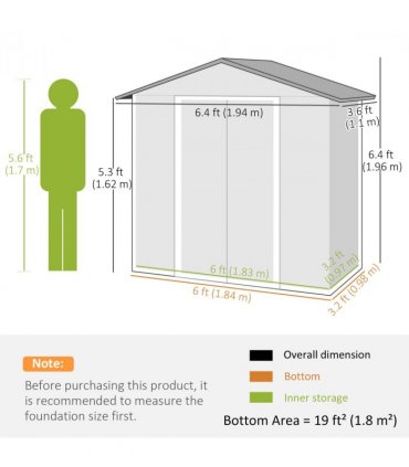 Outsunny 6.5x3.5ft Metal Garden Shed for Garden, Brown Wood Effect