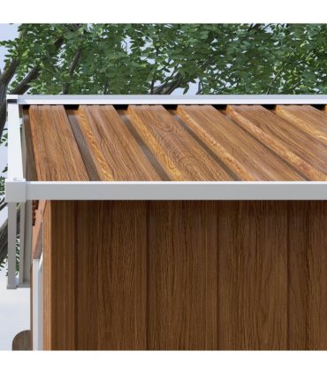Outsunny 6.5x3.5ft Metal Garden Shed for Garden, Brown Wood Effect