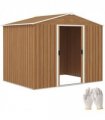 Outsunny 8 x 6ft Garden Storage Shed with Double Door Chocolate Wood Effect