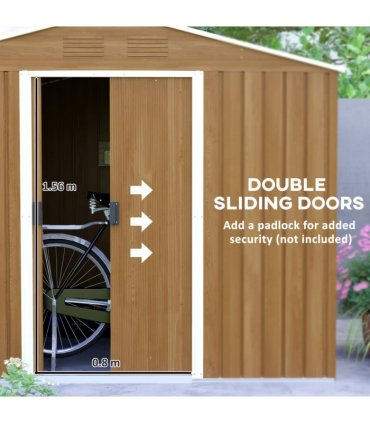 Outsunny 8 x 6ft Garden Storage Shed with Double Door Chocolate Wood Effect