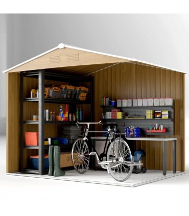 Outsunny 8 x 6ft Garden Storage Shed with Double Door Chocolate Wood Effect