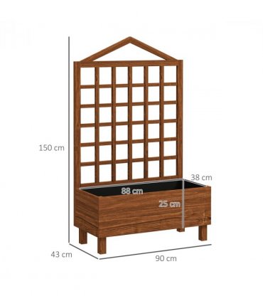 Outsunny Wooden Garden Planters with Trellis for Vine Climbing Plants Brown