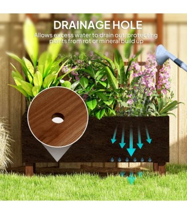 Outsunny Wooden Garden Planters with Trellis for Vine Climbing Plants Brown
