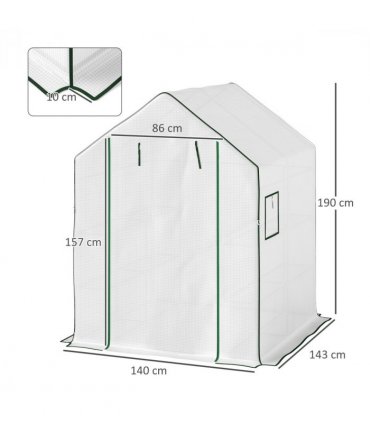 Outsunny Walk-in Greenhouse with 8 Shelves, Outdoor Small Greenhouse, White