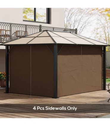 Outsunny 3 x 4(m) Universal Gazebo Replacement Sidewall Set, 4 Panels, Brown