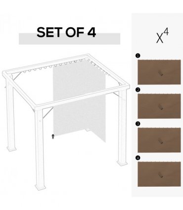 Outsunny 3 x 4(m) Universal Gazebo Replacement Sidewall Set, 4 Panels, Brown