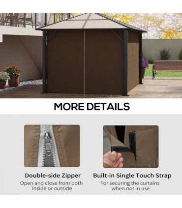 Outsunny 3 x 4(m) Universal Gazebo Replacement Sidewall Set, 4 Panels, Brown