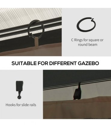 Outsunny 3 x 4(m) Universal Gazebo Replacement Sidewall Set, 4 Panels, Brown