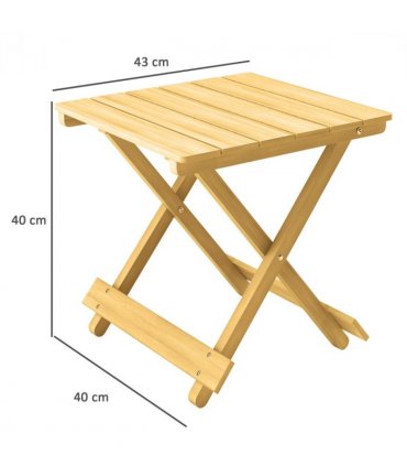 Outsunny Wooden Folding Garden Table, Folding Side Table, Nature Wood Finish