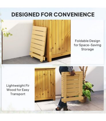 Outsunny Wooden Folding Garden Table, Folding Side Table, Nature Wood Finish