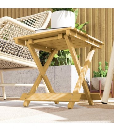 Outsunny Wooden Folding Garden Table, Folding Side Table, Nature Wood Finish