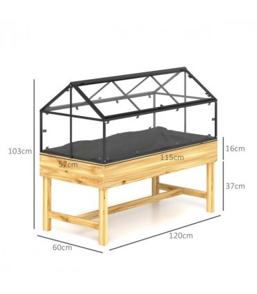 Outsunny Raised Garden Bed with Polycarbonate Panel, Natural