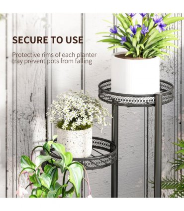 Outsunny 4 Tiered Plant Pot Stand, Metal Plant Shelf for Living Room