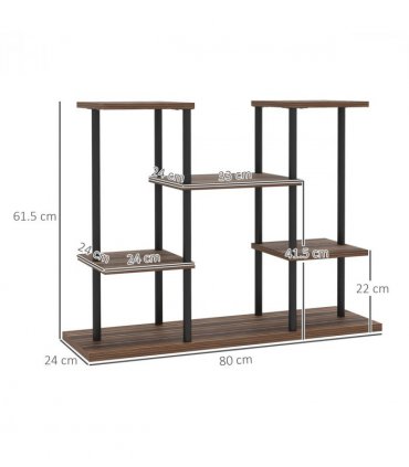 Outsunny 4 Tiered Metal Flower Shelf Display Rack, Carbonised Finish
