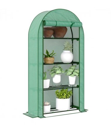 Outsunny 4 Tier Mini Greenhouse with Reinforced PE Cover, Green