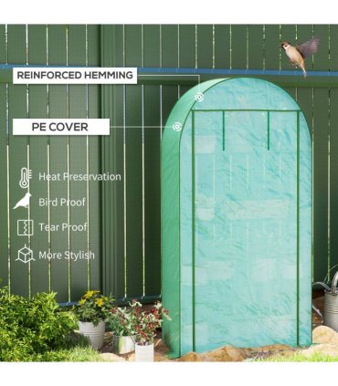 Outsunny 4 Tier Mini Greenhouse with Reinforced PE Cover, Green