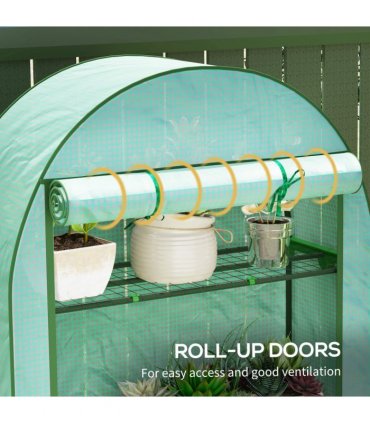 Outsunny 4 Tier Mini Greenhouse with Reinforced PE Cover, Green
