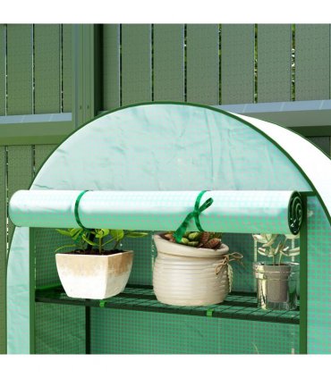 Outsunny 4 Tier Mini Greenhouse with Reinforced PE Cover, Green