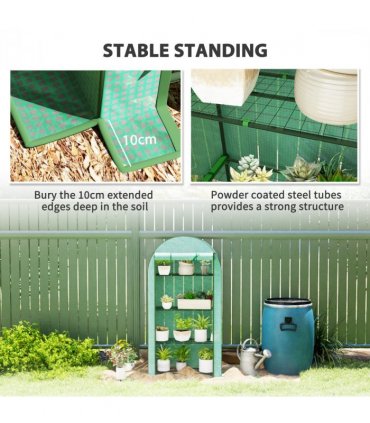 Outsunny 4 Tier Mini Greenhouse with Reinforced PE Cover, Green
