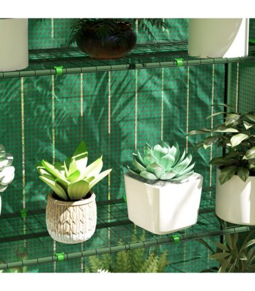 Outsunny 4 Tier Mini Greenhouse with Reinforced PE Cover, Green