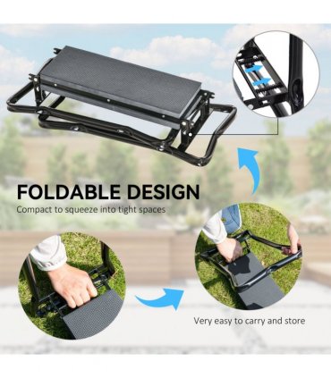 Outsunny 2 In1 Folding Garden Kneeler Foam Chair Pad Support Bench, Grey