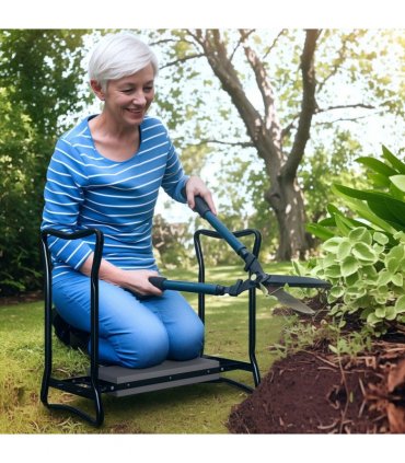 Outsunny 2 In1 Folding Garden Kneeler Foam Chair Pad Support Bench, Grey