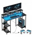 HOMCOM Computer Desk Reversible Home Office Desk with Storage Black