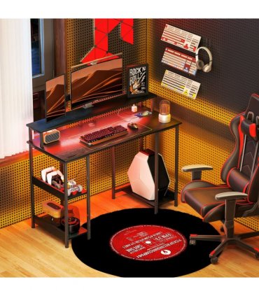 HOMCOM Computer Desk Reversible Home Office Desk with Storage Black