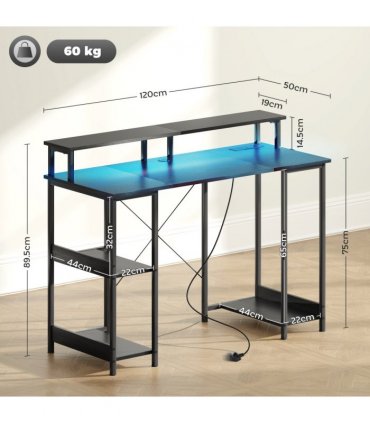 HOMCOM Computer Desk Reversible Home Office Desk with Storage Black