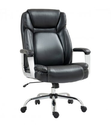 HOMCOM Faux Leather Desk Chair with Adjustable Height, 227kg 500LBS, Black