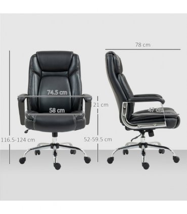 HOMCOM Faux Leather Desk Chair with Adjustable Height, 227kg 500LBS, Black