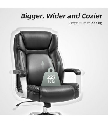 HOMCOM Faux Leather Desk Chair with Adjustable Height, 227kg 500LBS, Black