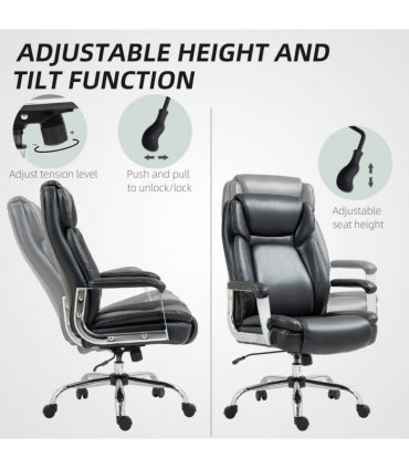 HOMCOM Faux Leather Desk Chair with Adjustable Height, 227kg 500LBS, Black