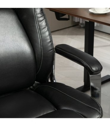 HOMCOM Faux Leather Desk Chair with Adjustable Height, 227kg 500LBS, Black