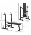 HOMCOM Adjustable Weight Bench with Barbell Rack and Dip Station, Black