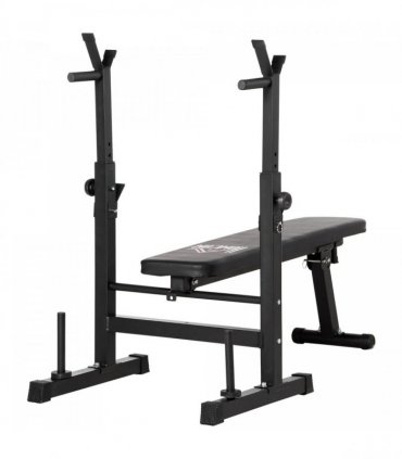 HOMCOM Adjustable Weight Bench with Barbell Rack and Dip Station, Black