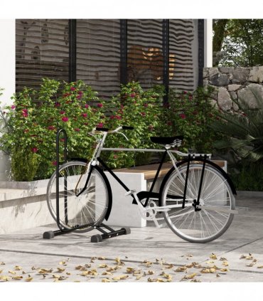 SPORTNOW Vertical & Horizontal Bike Rack Fits 6"-28" and 700c Bikes, Black