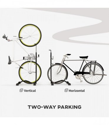 SPORTNOW Vertical & Horizontal Bike Rack Fits 6"-28" and 700c Bikes, Black