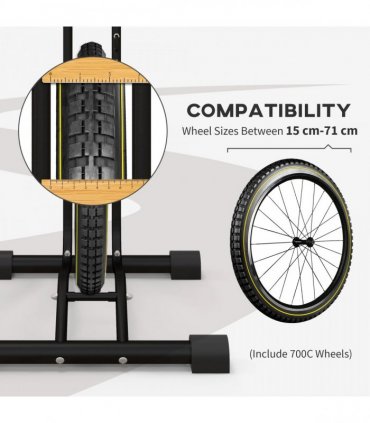 SPORTNOW Vertical & Horizontal Bike Rack Fits 6"-28" and 700c Bikes, Black