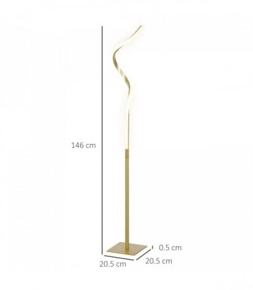 HOMCOM LED Floor Lamp, Standing Lamp with3 Adjustable Brightness Gold Tone