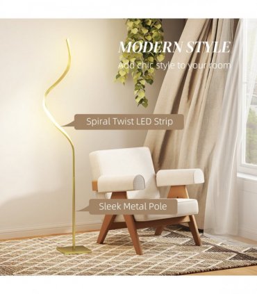 HOMCOM LED Floor Lamp, Standing Lamp with3 Adjustable Brightness Gold Tone