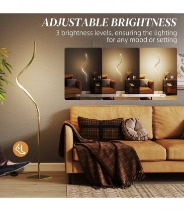 HOMCOM LED Floor Lamp, Standing Lamp with3 Adjustable Brightness Gold Tone