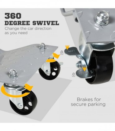 DURHAND 2PCS 680kg Car Wheel Dollies with Swivel Casters, Wheel Dolly, Grey
