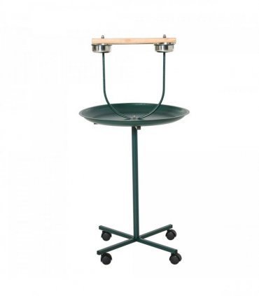 PawHut Bird Perch Stand, T-Stand Bird Training with Perch, Wheels, Bowls, Green